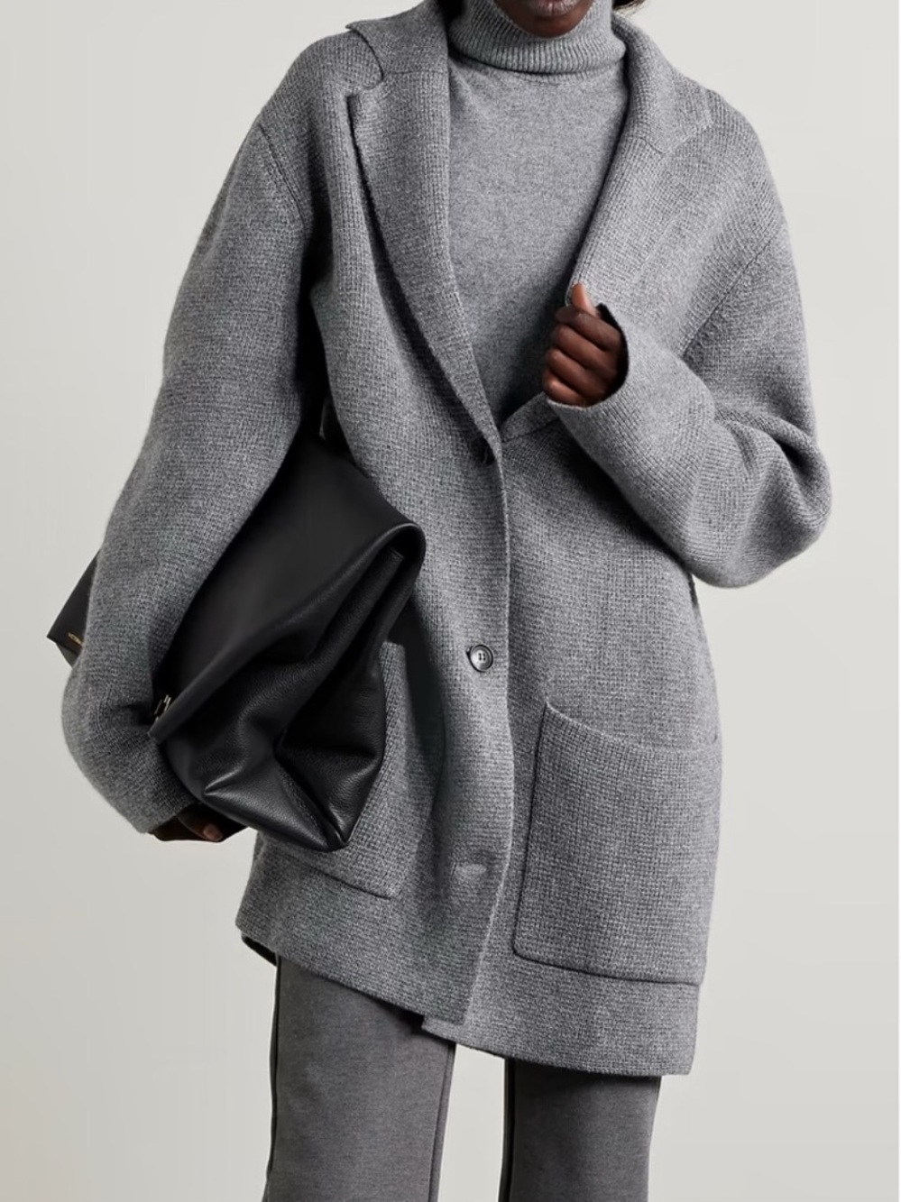 LESET Zoe Oversized Gray Knit Cardigan Jacket